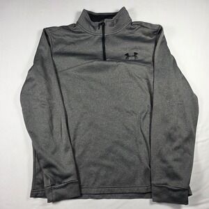 Under Armour Mens Coldgear Quarter Zip Fleece Pullover Sweater Gray Medium